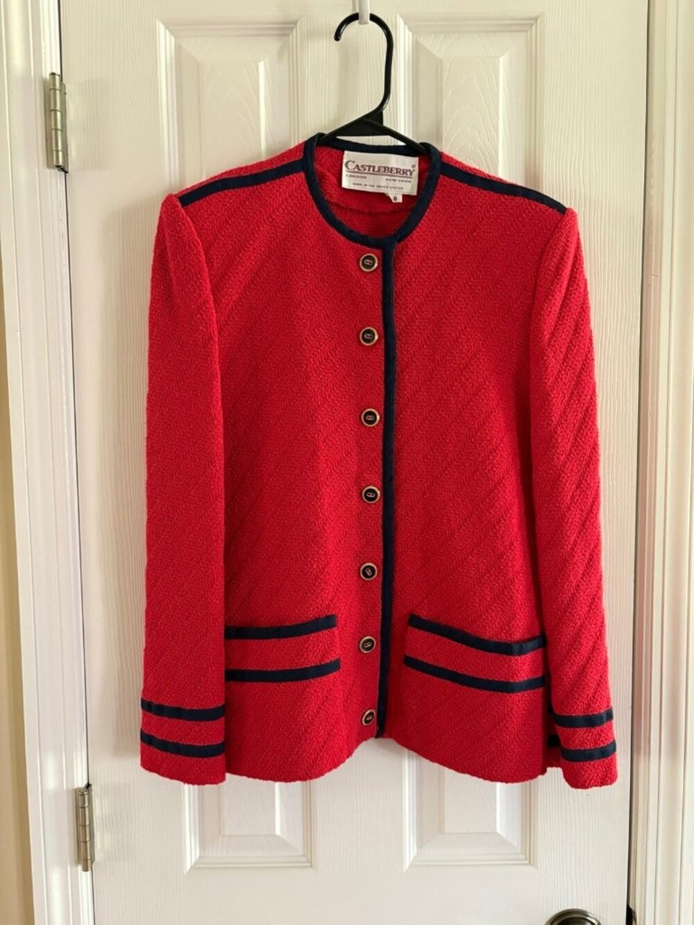 Vintage Castleberry Red Textured Jqcket Blazer Size 6